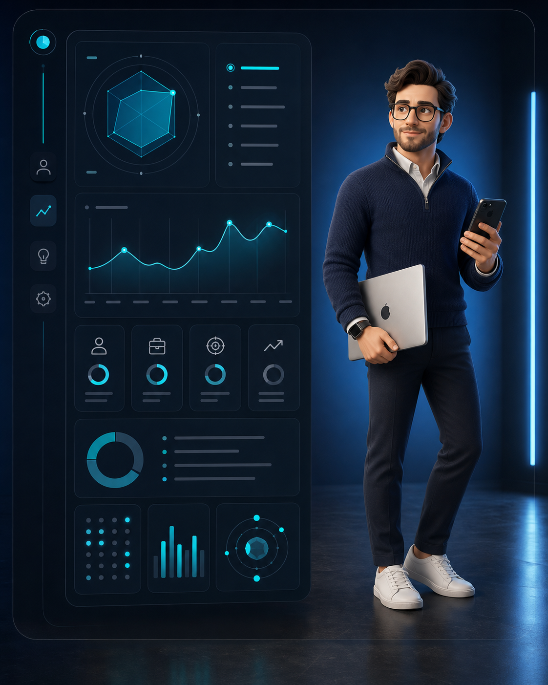 A fictional WorldSim business buyer persona with behavioral signals